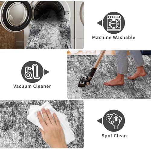 Washable Abstract Entryway Rug 3x4: Indoor Modern Non-Slip Kitchen Rugs Low - Image 6