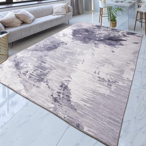 Ompaa Living Room Rug 5x7 Light Grey Area Rug Machine Washable Boho Rug Non - Image 4