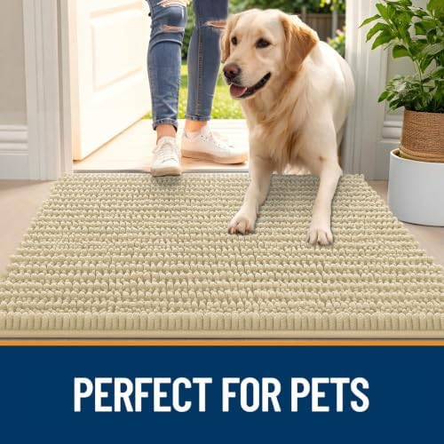 OLANLY Dog Door Mat for Muddy Paws 24x16, Ultra-Absorbent Chenille Mud Mat - Image 6