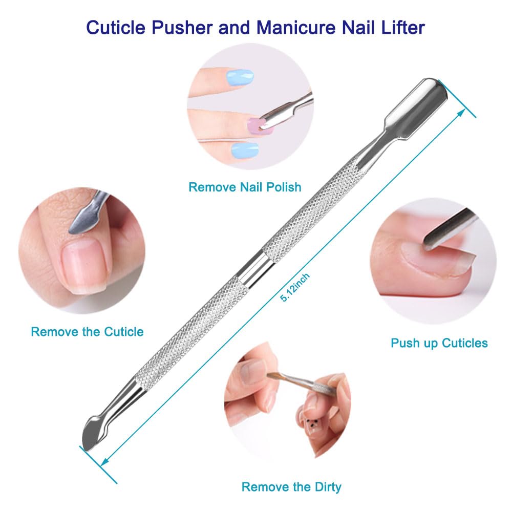 Cuticle Trimmer with Pusher, 3PCS Professional Cuticle Nippers Remover Tool for Women, Premium Stainless Steel Durable Manicure Kit for Fingernails and Toenails