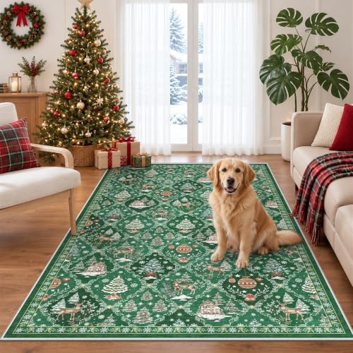 3x5 Christmas Non-Slip Area Rug by Soalmost