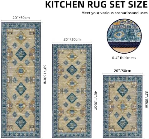 Kitchen Rugs Sets of 3 Non Slip Washable Kitchen Mats - Image 2