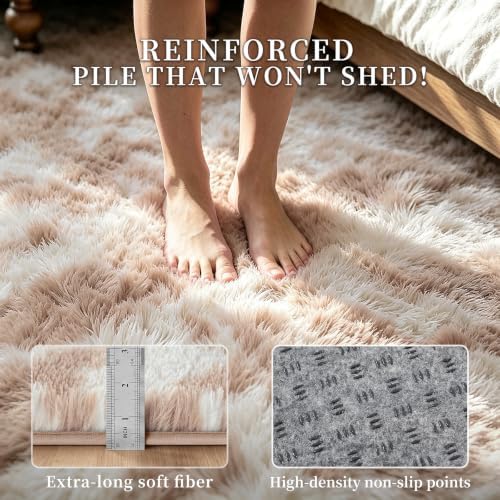 Mottled Beige 2x4 Area Rug for Bedroom, Fluffy Rug Small Rug Bedside Carpet - Image 5