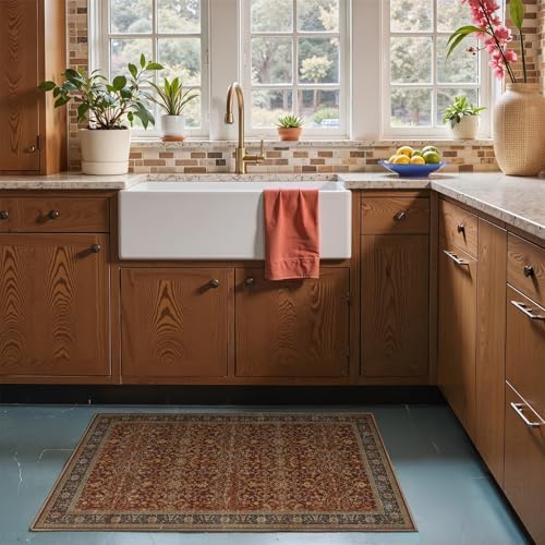Washable Entryway Rug 2x3, Vintage Print Kitchen Bathroom Rugs Non Slip - Image 3