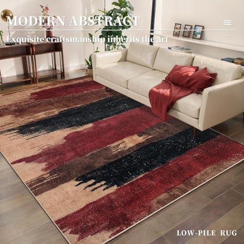 Ciicool 3x5 Rugs for Entryway, Modern Abstract Washable Soft Carpet Red - Image 2