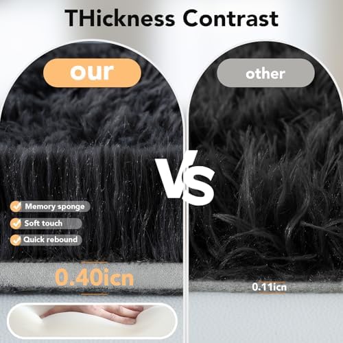 Topmaxcs Black Fluffy Area Rugs 4x6: Fluffy Fuzzy Rug - Image 3
