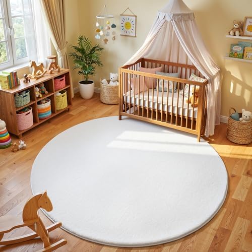 Amearea White Round Area Rugs 5ft Circle Rugs - Image 2