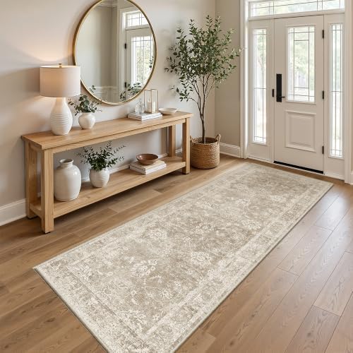 Madane Runner Rug 3x8 for Hallway, Kitchen Non-Slip Runner Rug Brown/Sand - Image 3