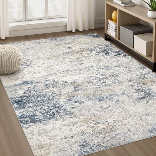 DMOYEST Area Rug Living Room Rugs 5x7 Washable Abstract Beige Blue Carpet by DMOYEST