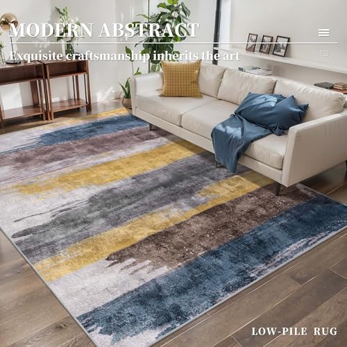 Ciicool 3x5 Rugs for Entryway, Modern Abstract Washable Soft Carpet Yellow - Image 2
