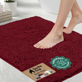 GORILLA GRIP Bath Rug Mat for Bathroom, Absorbent Chenille, 48x17 Burgundy by GorillaGrip