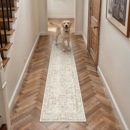 PureCozy Light Brown Runner Rug 2x8 Vintage Floral - Image 2