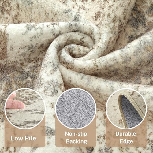 Area Rug Living Room-5X7 Abstract Washable Rug Khaki - Image 3