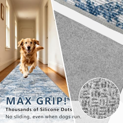 Entryway Runner Rug 2x4ft, Non Slip Carpet Runner, Ocean Blue - Image 6