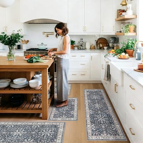 Kitchen Rug Sets 4-Piece with Runner – Washable Non-Slip Floor Mats by BYYVOORugsforYourHome