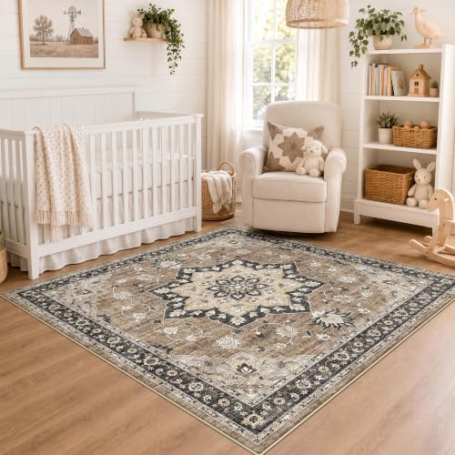 4x4 Square Non Slip Entryway Rug Machine Washable Low Pile Indoor Soft Mat - Image 2