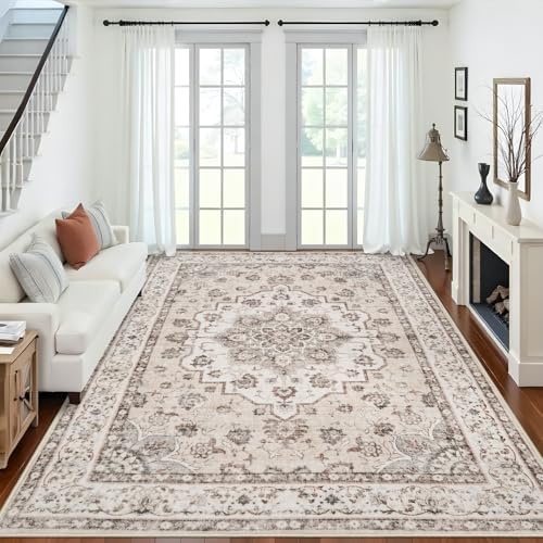 Washable 9x12 Large Area Rug: Non-Slip Stain Resistant Living Room Rugs Vintage - Image 2