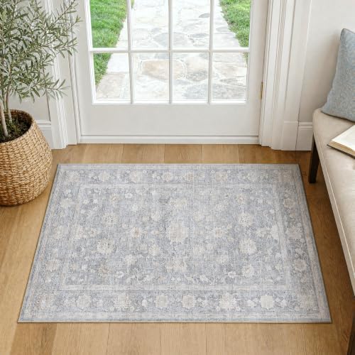 2x3 Blue Neutral Vintage Entryway Area Rug by ugoutry
