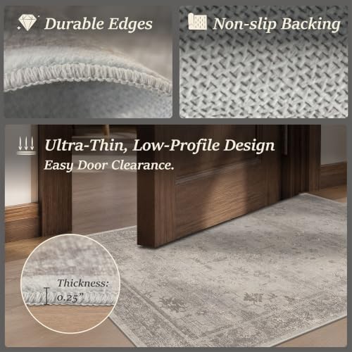 TALANOVA Greige 5x7 Washable Area Rug - Image 5