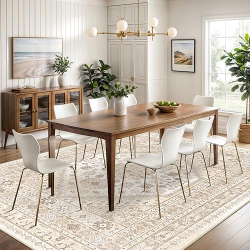 Washable Rugs 8x10 Area Rugs for Living Room, Cream/Beige - Image 3