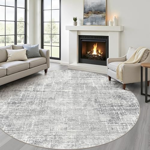 LOONGRUG Round Rug 7x7 Washable Neutral Modern Rug by LOONGRUG