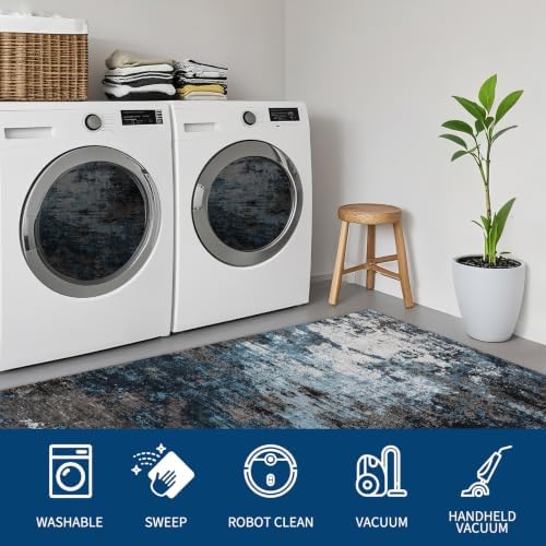 GarveeHome Modern Abstract Runner Rug 2.5x8 Hallway Rug Blue Green - Image 4