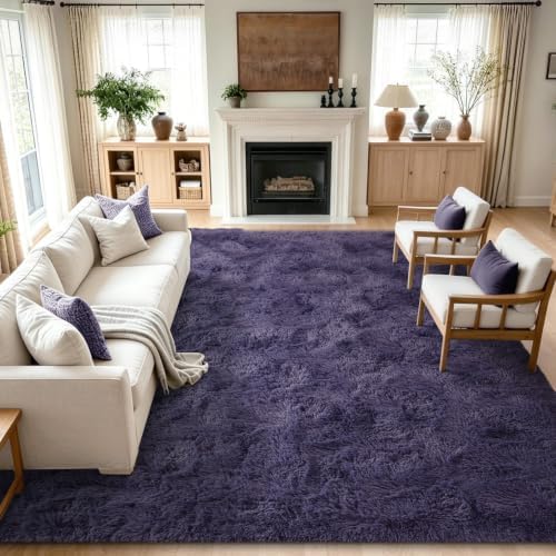 9x12 Extra Large Taro Purple Fluffy Area Rug Non-Slip by ModernHomeDecor