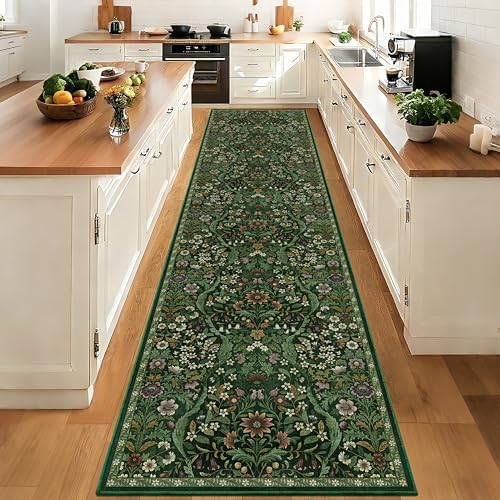 3x12 Floral Runner Rug for Kitchen Washable Hallway Runner Rug by NakedCloud