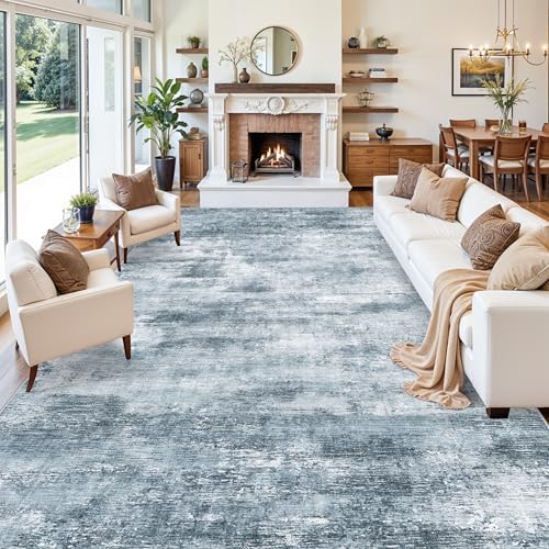 Extra Large Living Room Rug 12x18ft Washable Modern Abstract Neutral Oversize - Image 4