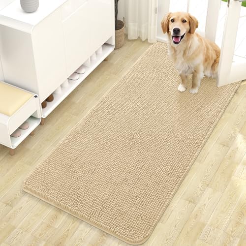 OLANLY Dog Door Mat for Muddy Paws 47x24, Super Absorbent Chenille Mud Mat by OLANLY