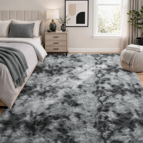 Ophanie Tie-Dyed Grey Area Rugs 8x10 - Image 5