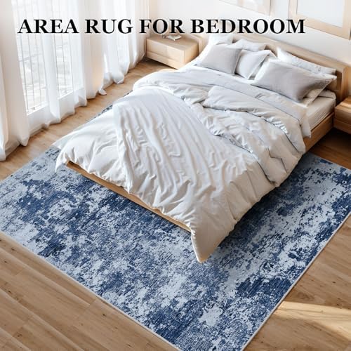 Vamcheer Modern Area Rug for Living Room 6x9, 10mm Thick Sponge Dark Blue - Image 3