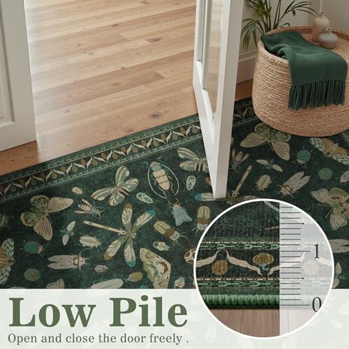 DCX 4x6 Washable Bug Rug for Living Room, Soft Low Pile Rug, Dark Green - Image 5