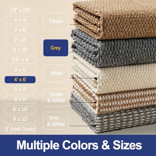 Faux Jute Area Rug 4'x6', Washable & Non-Slip - Image 6