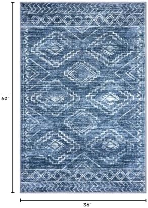 KILOCOCO Small Area Rug 3'x5' Entryway Rug Washable Rugs, Stonewashed Blue - Image 2