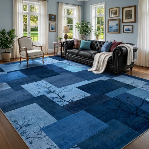 Large Area Rugs for Living Room, Modern Geometric Patchwork Carpet Non-Slip - Image 4
