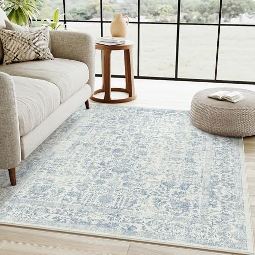PureCozy Blue Small Area Rug 3x5 Vintage Floral - Image 5