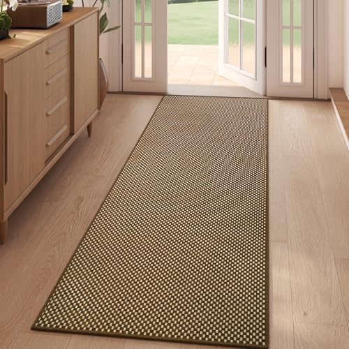 YDKGL Hallway Runner Rug Woven Washable Kitchen Runner Dark Brown 2x5 ft by YDKGL