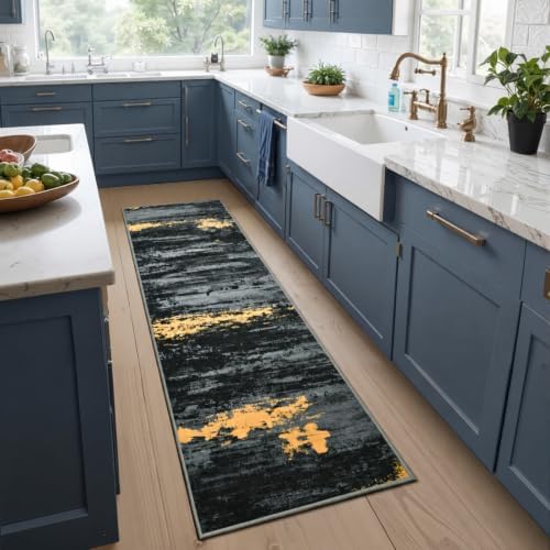 Toneed Washable 2x6 Non-Slip Abstract Runner Rug by Toneed