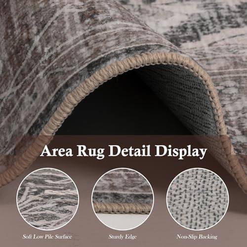 Area Rug 5x7 Washable Rug, Boho Vintage Non Slip Rug - Image 6