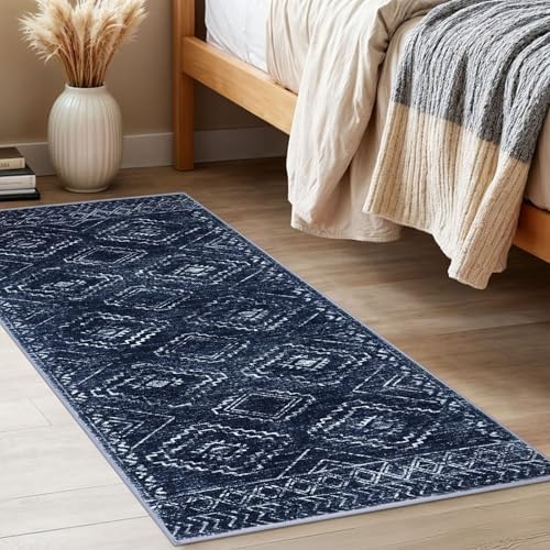 KILOCOCO Washable Runner Rug 2x5 ft Non Slip Hallway Runners, Dark Blue - Image 3