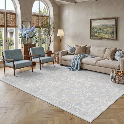 HUGEAR 6x9 Blue Neutral Area Rugs Washable Rug Carpet by HUGEAR
