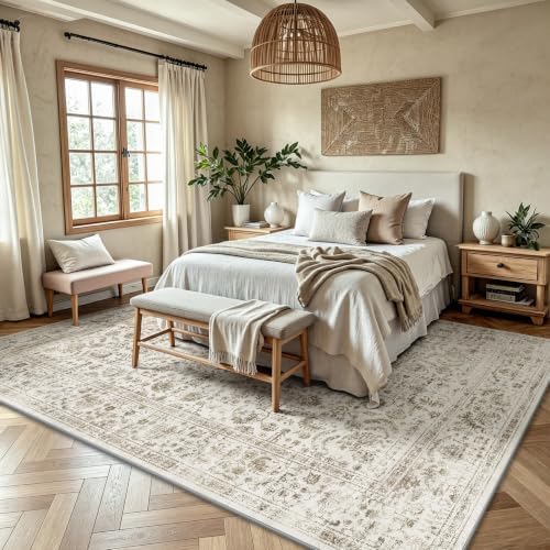 6x9 Area Rugs, Washable Vintage Retro Floral Rug - Image 3