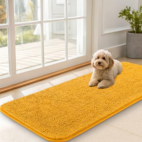 OLANLY Dog Door Mat for Muddy Paws 47x20, Super Absorbent Chenille Mud Mat by OLANLY