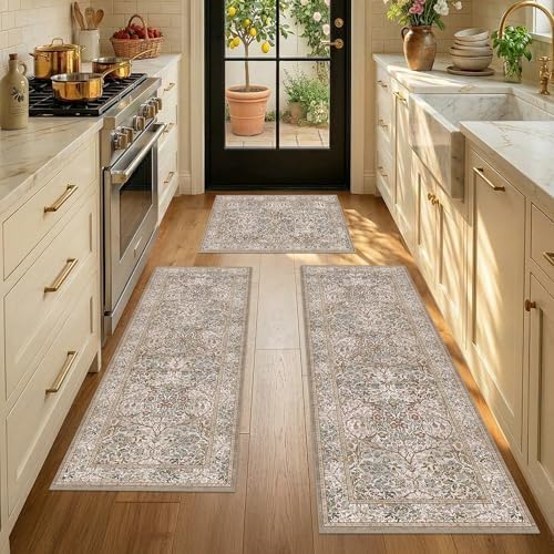 JTJ Kitchen Rugs Set of 3, Forest Vintage Kitchen Mats, Washable Runner - Image 3