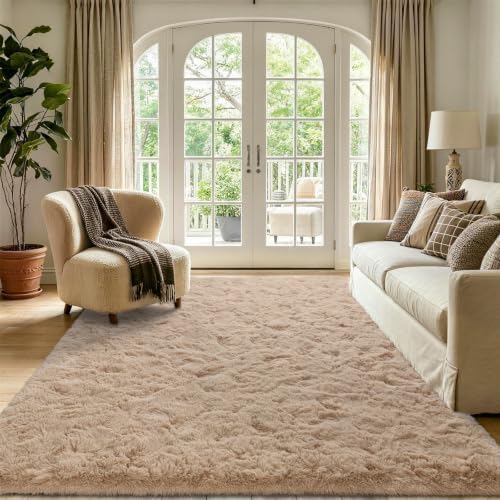 4x6 Beige Fluffy Soft Area Rug Non-Slip by ModernHomeDecor