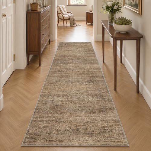 FMFUNCTEX 2x8 Hallway Runner Rug Washable Terracotta Neutral Vintage Retro - Image 2