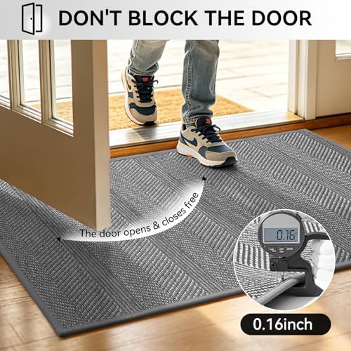 Indoor Door Mat Thin Low Profile Entryway Mats Grey 31"x47" - Image 6