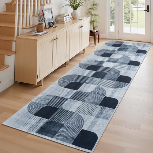 Washable Modern Geometric Hallway Runner Rug by Ailyei
