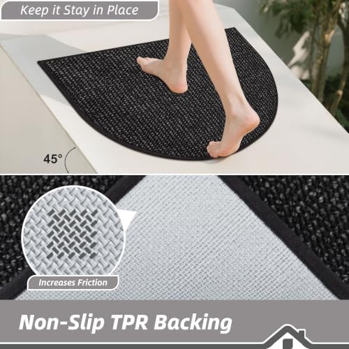 BEQHAUSE Dirt Trapper Door Mat 26" x 40" Half Circle Non Slip Rugs - Image 4